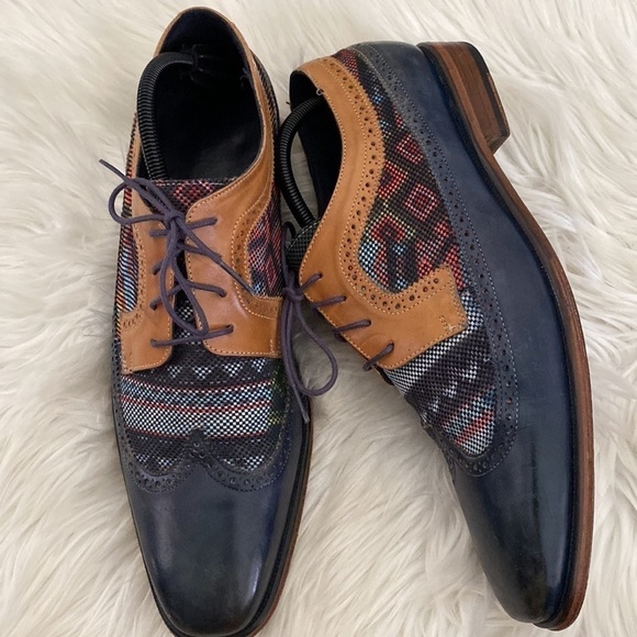 Messico wingtip navy blue South American dress shoes/oxfords - Picture 3 of 10